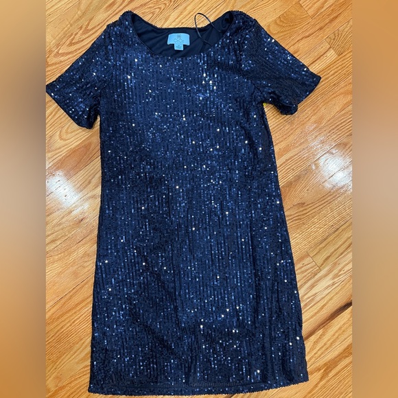CeCe Dresses Nwt Navy Blue Womens Shortsleeve Scoopneck Sequin